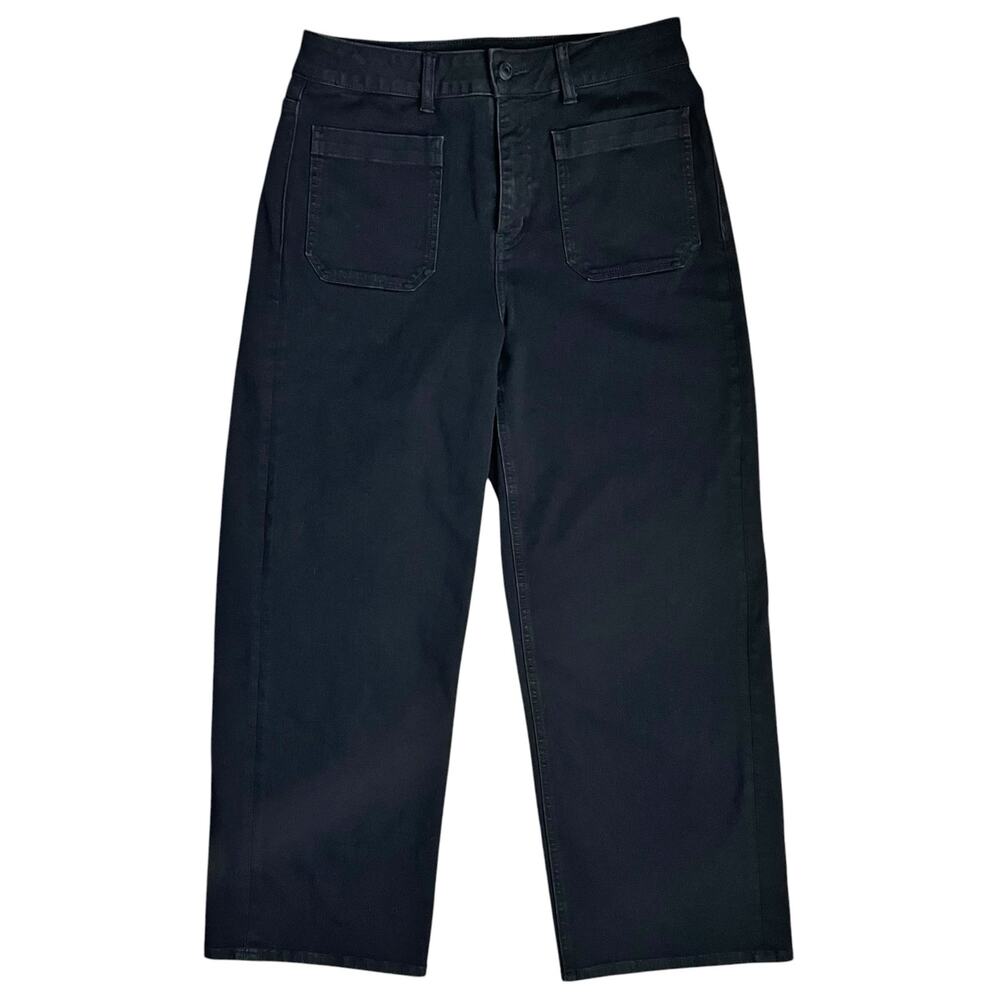 QUINCE Bella Stretch Patch Pocket Wide Leg Jeans Black Size 30 (Inseam 28)